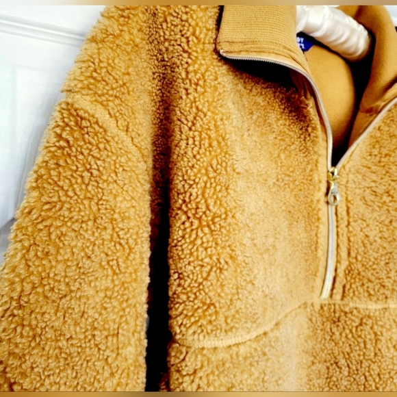 JoyLab Women's Sherpa Fleece Teddy Jacket Half Zip Pullover Camel Kangaroo Large - Picture 3 of 16